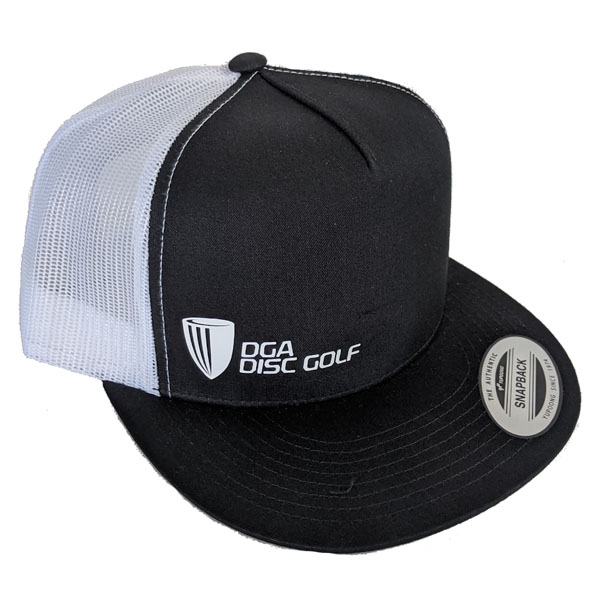 DGA Mesh Snapback Flat Bill Hat Small Logo (BLACK/WHITE)