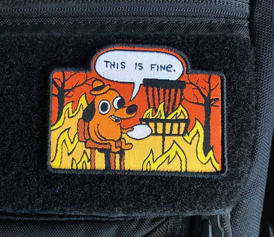 Disc Golf Pins (Velcro Patch) - This is Fine