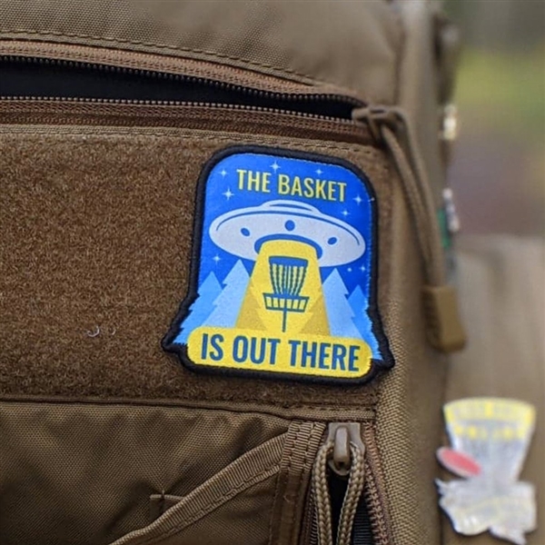 Disc Golf Pins - The Basket is Out There ( Velcro Patch)