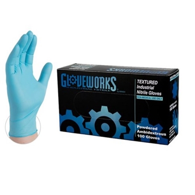 AMMEX IN4 Gloveworks Nitrile Powdered Gloves