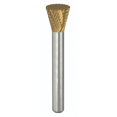 Alfa Tools Micrograin Carbide Burrs Double Cut Tin Coated Inverted Cone