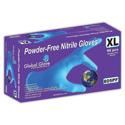 Global Glove 805PF Powder Free Disposable Nitrile Gloves