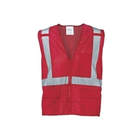 Ironwear 1284-RZ-RD Red Mesh Multi-pocket Reflective Vest
