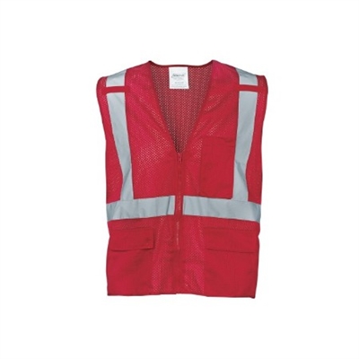 Ironwear 1284-RZ-RD Red Mesh Multi-pocket Reflective Vest