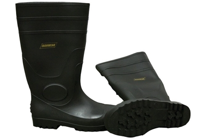 Black Plain Toe, Treaded Sole Boot