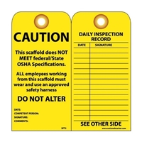 National Marker Co. SPT2 "Caution Scaffold Does Not Meet Federal/State OSHA Specs" Tag