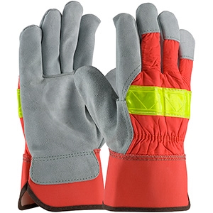 PIP 125-7563 Hi-Vis Split Leather Cowhide Palm Gloves