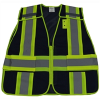 Petra Roc BLVM-PSV ANSI Non-Rated Navy Blue Mesh / Lime Green Contrast Expandable Breakaway Vest