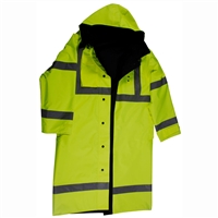 Petra Roc LRC-48RV-C3 ANSI Class 3 Lime/ Black Waterproof  Reversible 48" Long Rain Coat