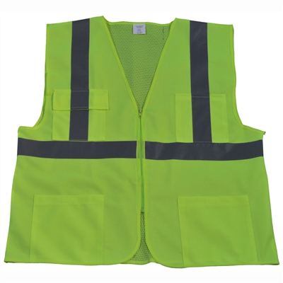Petra Roc ANSI/ISEA 107-2010 CLASS II Front Solid Mesh Back 4-Pocket Safety Vests