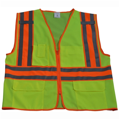 Petra Roc LV2-FSMBCB2 ANSI/ISEA Class II Solid Front Mesh Back Two Tone DOT Surveyors Vest