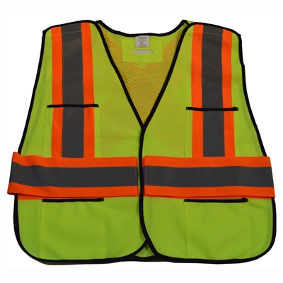 Petra Roc ANSI & CSA Public Safety Vest, Solid Front Mesh Back, "X" On Back