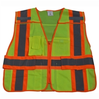 Petra Roc ANSI/ISEA Two Tone Expandable 5-Point Breakaway Public Safety Vest with Clear PVC Pocket on Back