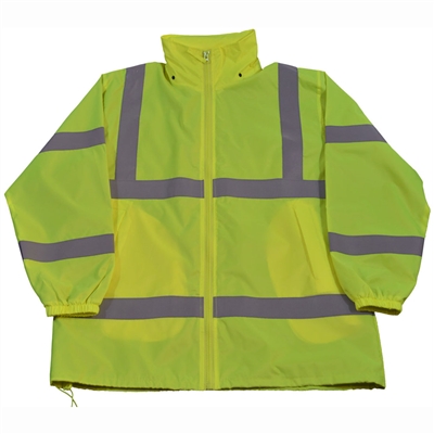 Petra Roc LWB-C3 ANSI Lime Green Class 3 Wind Breaker Jacket With Detachable Hood