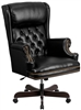 High back black leather swivel office chair