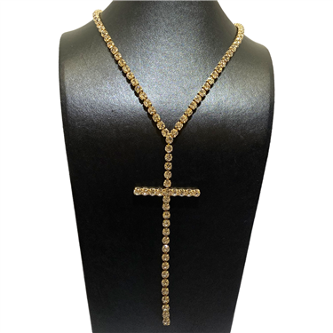 GOLD LONG CROSS NECKLACE