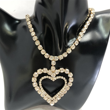 GOLD DOUBLE HEART CHOKER NECKLACE