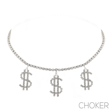 SILVER MONEY CHOKER