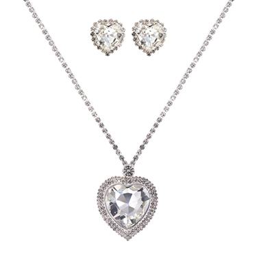 SILVER HEART NECKLACE SET