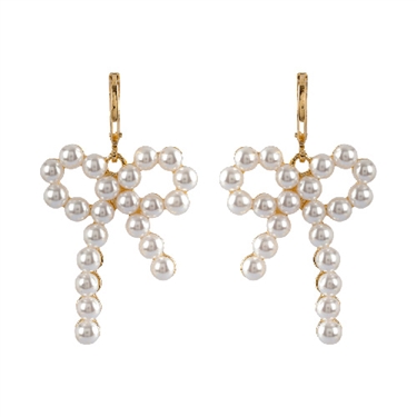 GOLD PEARL BOW EARRING