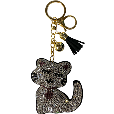 WHITE SLEEPING CAT KEYCHAIN