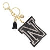 BLACK RHINESTONE "N" KEYCHAIN