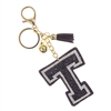 BLACK RHINESTONE ''T'' KEYCHAIN