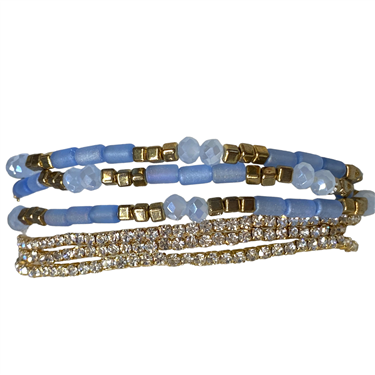 LIGHT BLUE GLASS BRACELET SET