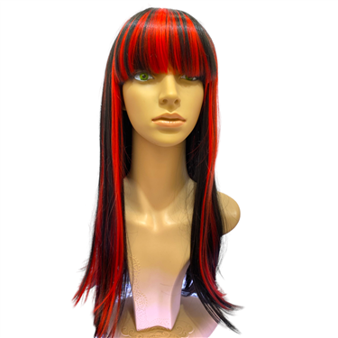 BLACK AND RED MEDIUM HAIR WIG