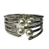 SILVER PEARL BANGLE BRACELET