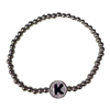 SILVER BEADED ''K'' BRACELET