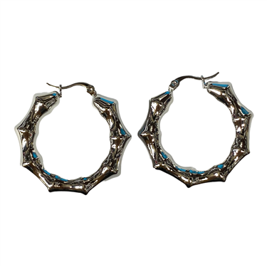 SILVER BAMBOO HOOPS