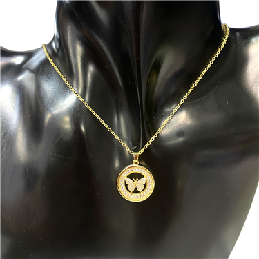 GOLD BUTTERFLY IN CIRCLE NECKLACE