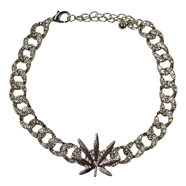 SILVER LEAF CUBAN BRACELET