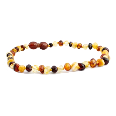 The Amber Monkey Polished Baroque Baltic Amber 10-11 inch Necklace - Multi POP