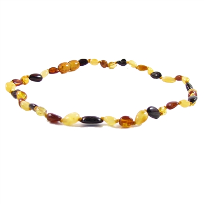 The Amber Monkey Polished Baltic Amber 12-13 inch Necklace - Multi Bean POP