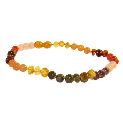 The Amber Monkey Baltic Amber & Gemstone 10-11 inch Necklace - Rainbow POP