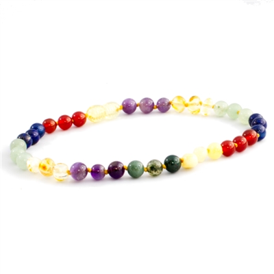 The Amber Monkey Baltic Amber & Gemstone 7-8 inch Bracelet- Rainbow