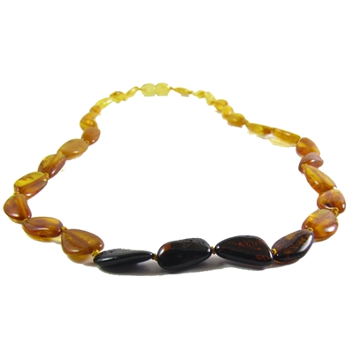 The Amber Monkey Polished Baltic Amber 17-18 inch Necklace - Rainbow Bean