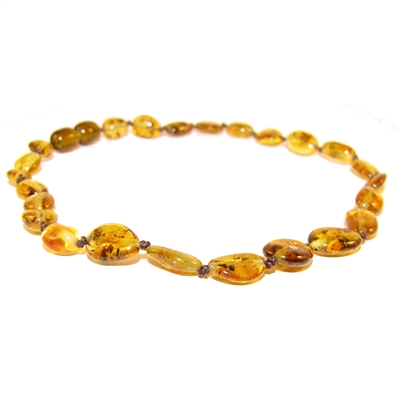 The Amber Monkey Polished Baltic Amber 12-13 inch Necklace - Pear Bean