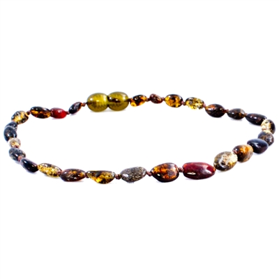The Amber Monkey Polished Baltic Amber 12-13 inch Necklace - Olive Bean POP