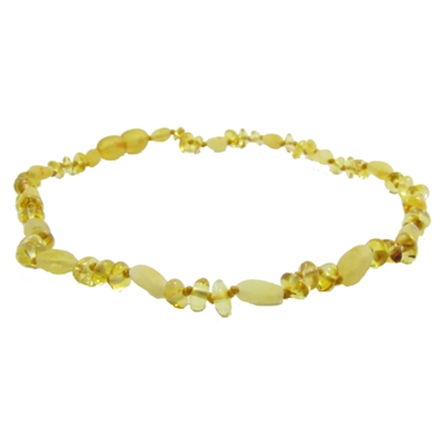 The Amber Monkey Polished Baltic Amber 12-13 inch Necklace - Lemon Baroque Milk Bean