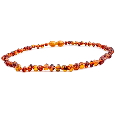 The Amber Monkey Polished Baroque Baltic Amber 10-11 inch Necklace - Cognac