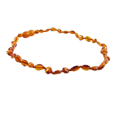 The Amber Monkey Polished Baltic Amber 12-13 inch Necklace - Cognac Bean