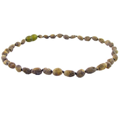 The Amber Monkey Baltic Amber 12-13 inch Necklace - Raw Olive Bean