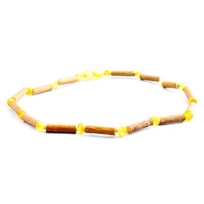 The Amber Monkey Hazelwood & Baltic Amber 12-13 inch Necklace - Raw Lemon/Hazelwood