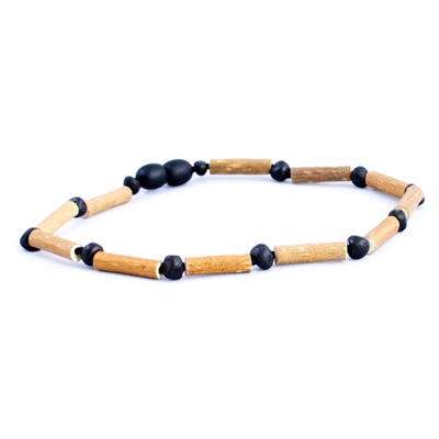 The Amber Monkey Hazelwood & Baltic Amber 12-13 inch Necklace - Raw Chestnut/Hazelwood