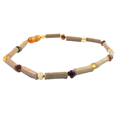 The Amber Monkey Hazelwood & Baltic Amber 5" Bracelet- Multi/Hazelwood