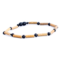 The Amber Monkey Hazelwood & Baltic Amber 21"-22" Necklace - Raw Chestnut/Hazelwood