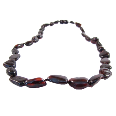 The Amber Monkey Polished Baltic Amber 21-22 inch Necklace - Chestnut Bean